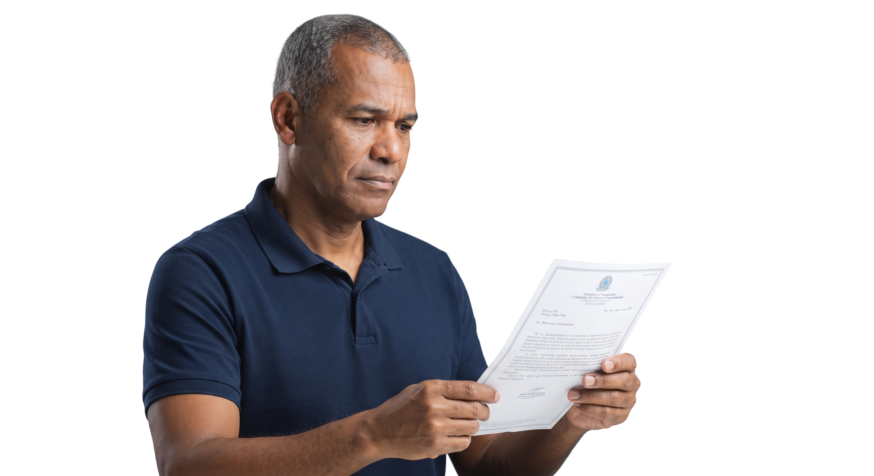 Homem segurando a carta de indeferimento do INSS